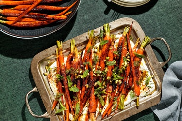 Pan-Charred & Orange Glazed Carrots with Yogurt Sauce