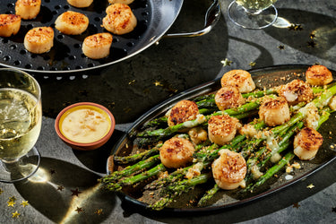Smoky Chile Scallops with Asparagus & Preserved Lemon Butter Sauce