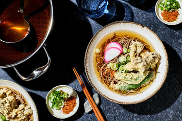 Toshikoshi Soba with Mushroom & Shishito Tempura