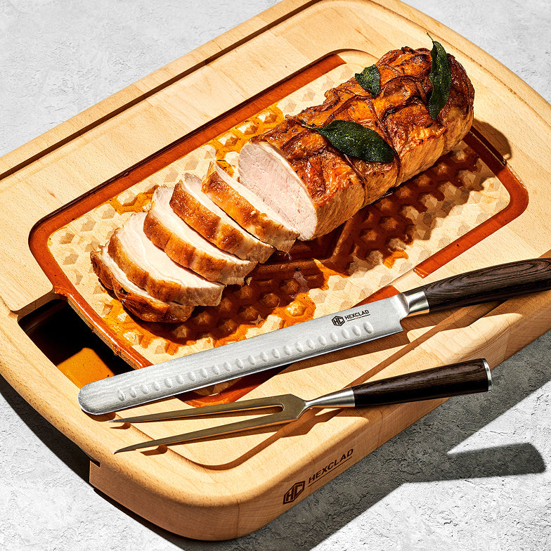 HexClad Japanese Damascus Steel Carving Set (Espresso)