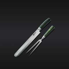 HexClad Japanese Damascus Steel Carving Set (Green)