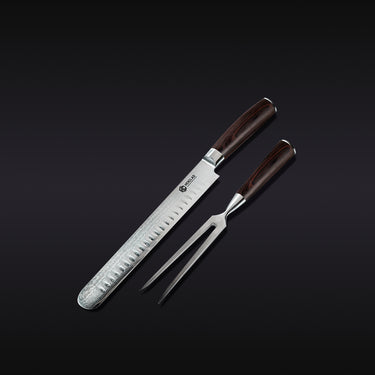 HexClad Japanese Damascus Steel Carving Set (Espresso)