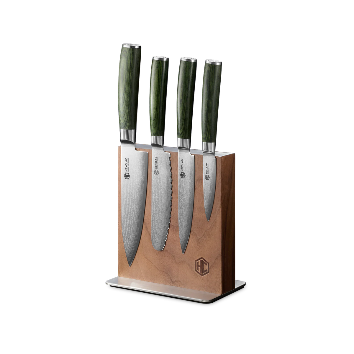 Damascus Steel Studio Knife Set, 5-pc (Green)