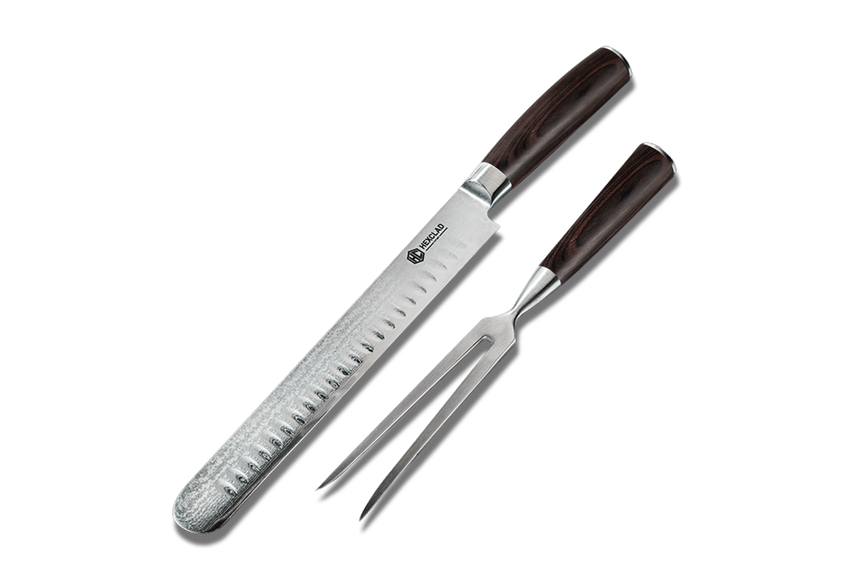 HexClad Japanese Damascus Steel Carving Set (Espresso)