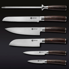 Damascus Steel Knife Set, 7-pc (Espresso)
