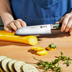 Damascus Steel 18 cm Santoku Knife (Green)