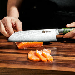 Damascus Steel 18 cm Santoku Knife (Green)