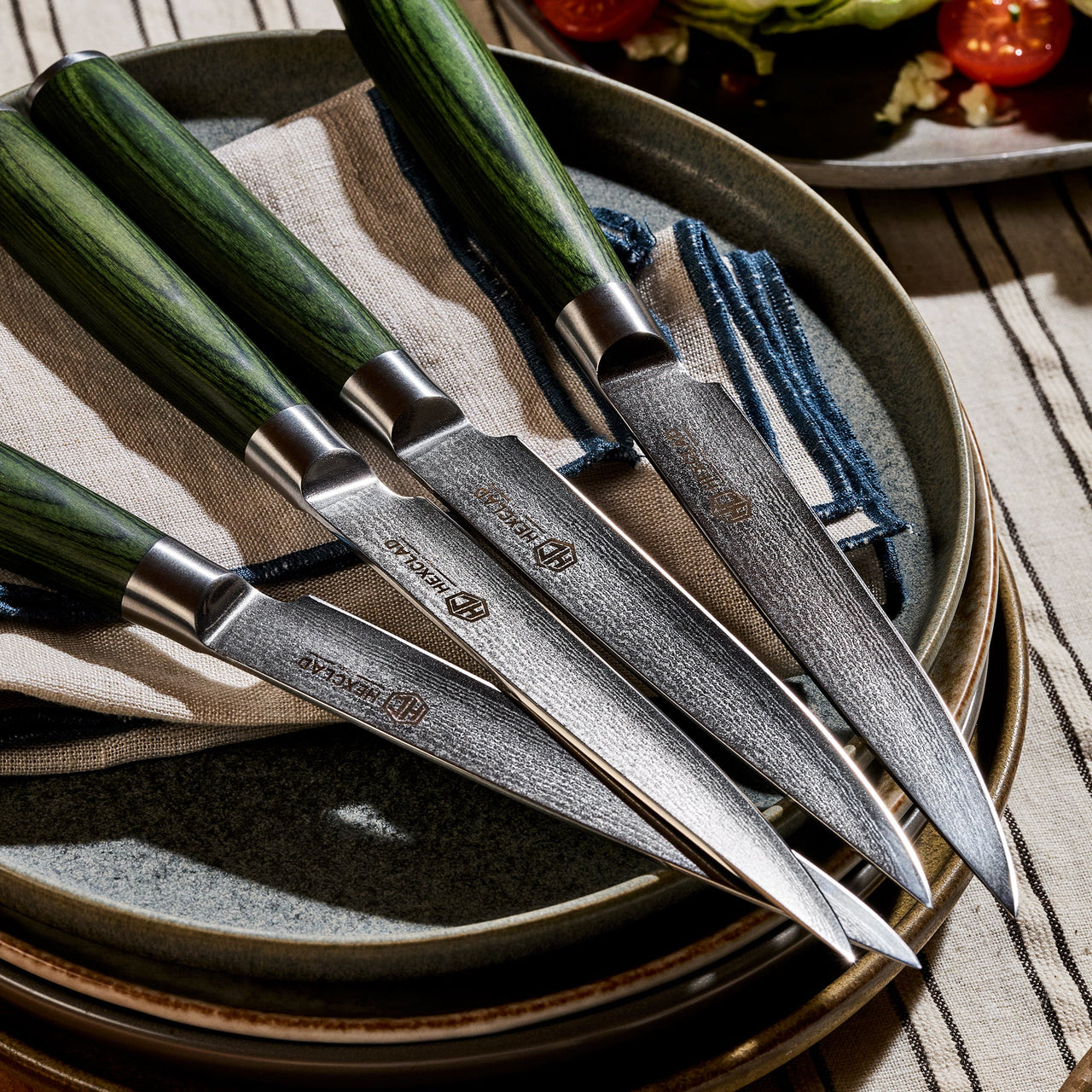 4 pc Japanese Damascus Steel Steak Knife Set