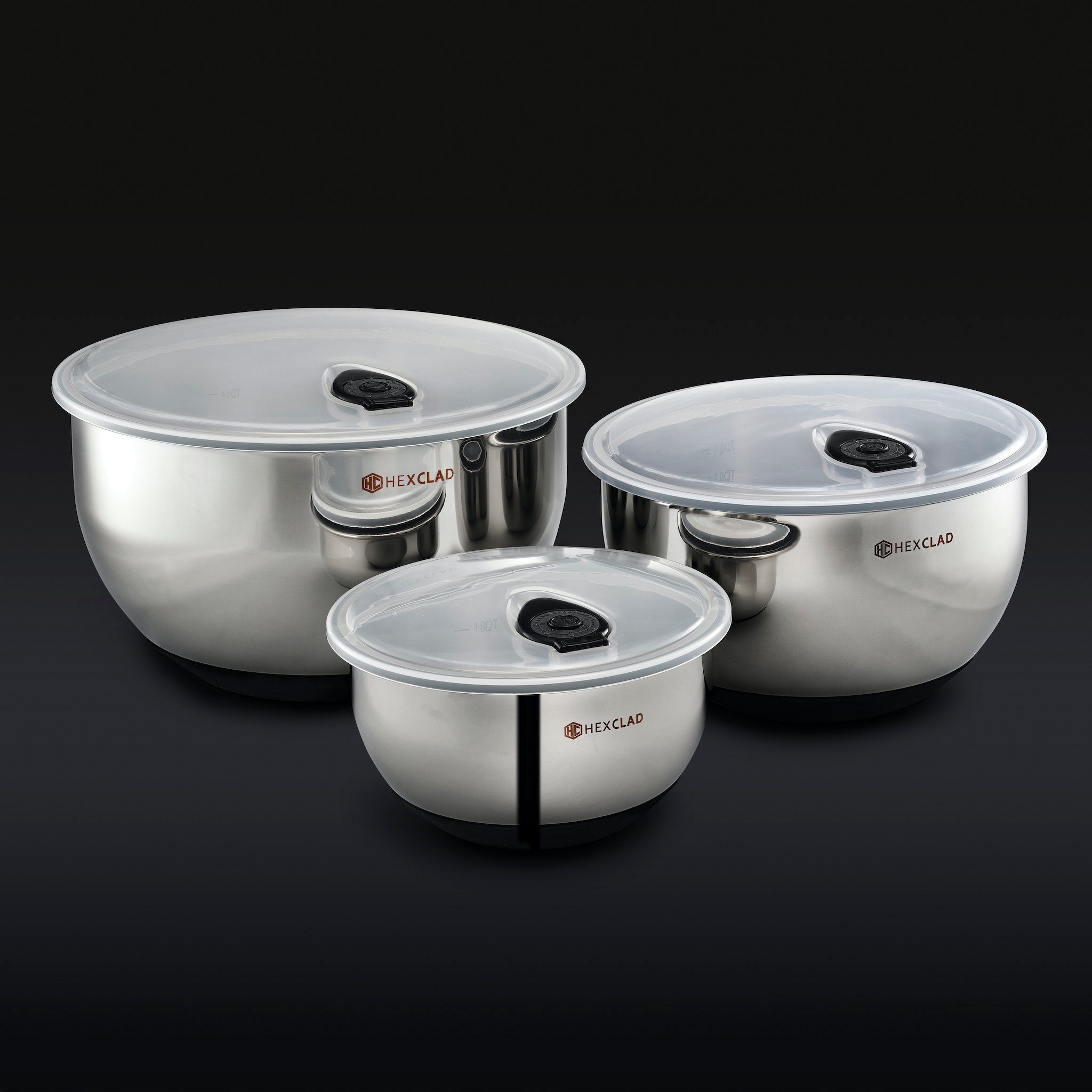 Hexclad Vacuum Seal Stainless Steel Mixing and Storage Bowls HexClad