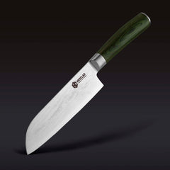 Damascus Steel 18 cm Santoku Knife (Green)