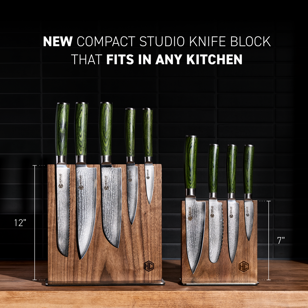 Damascus Steel Studio Knife Set, 5-pc (Green)