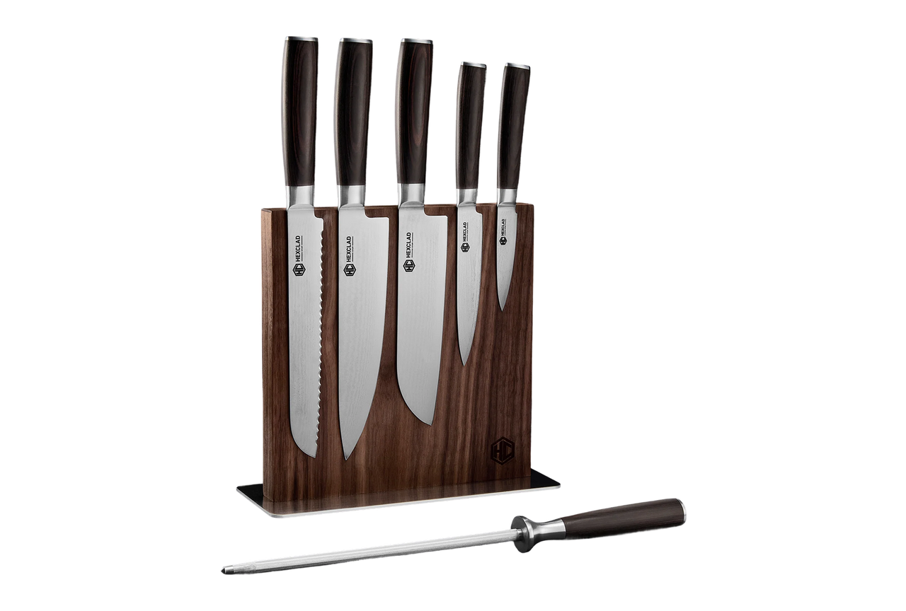Damascus Steel Knife Set, 7-pc (Espresso)