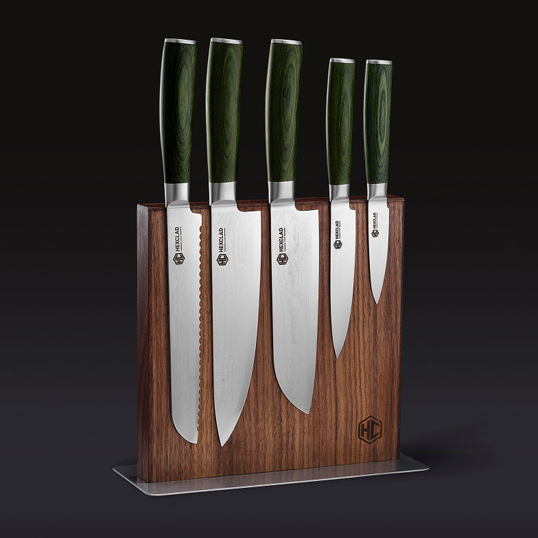 HexClad Magnetic Walnut Knife Block