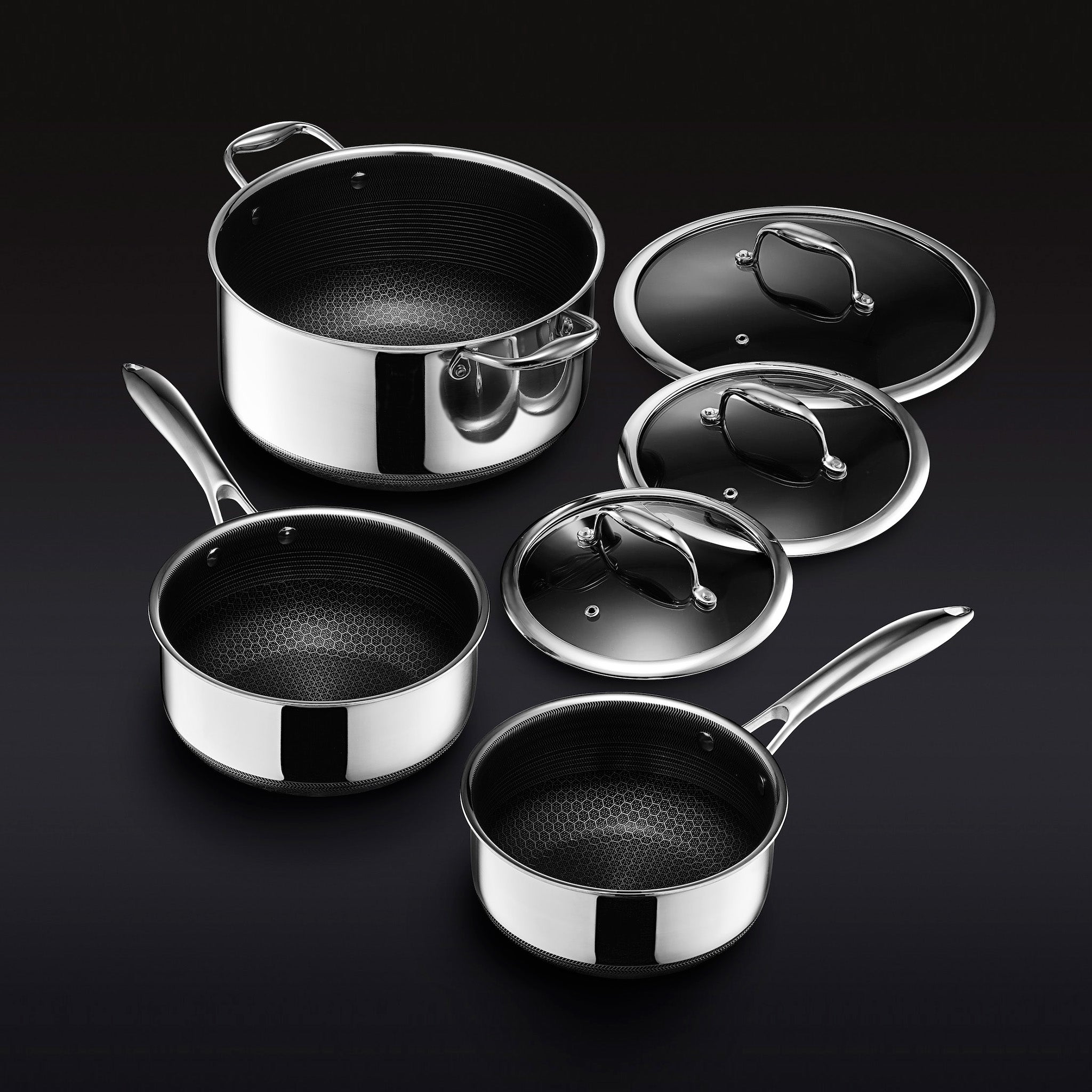 6pc HexClad Stainless Steel Pot Set Clad Cookware HexClad Cookware AU