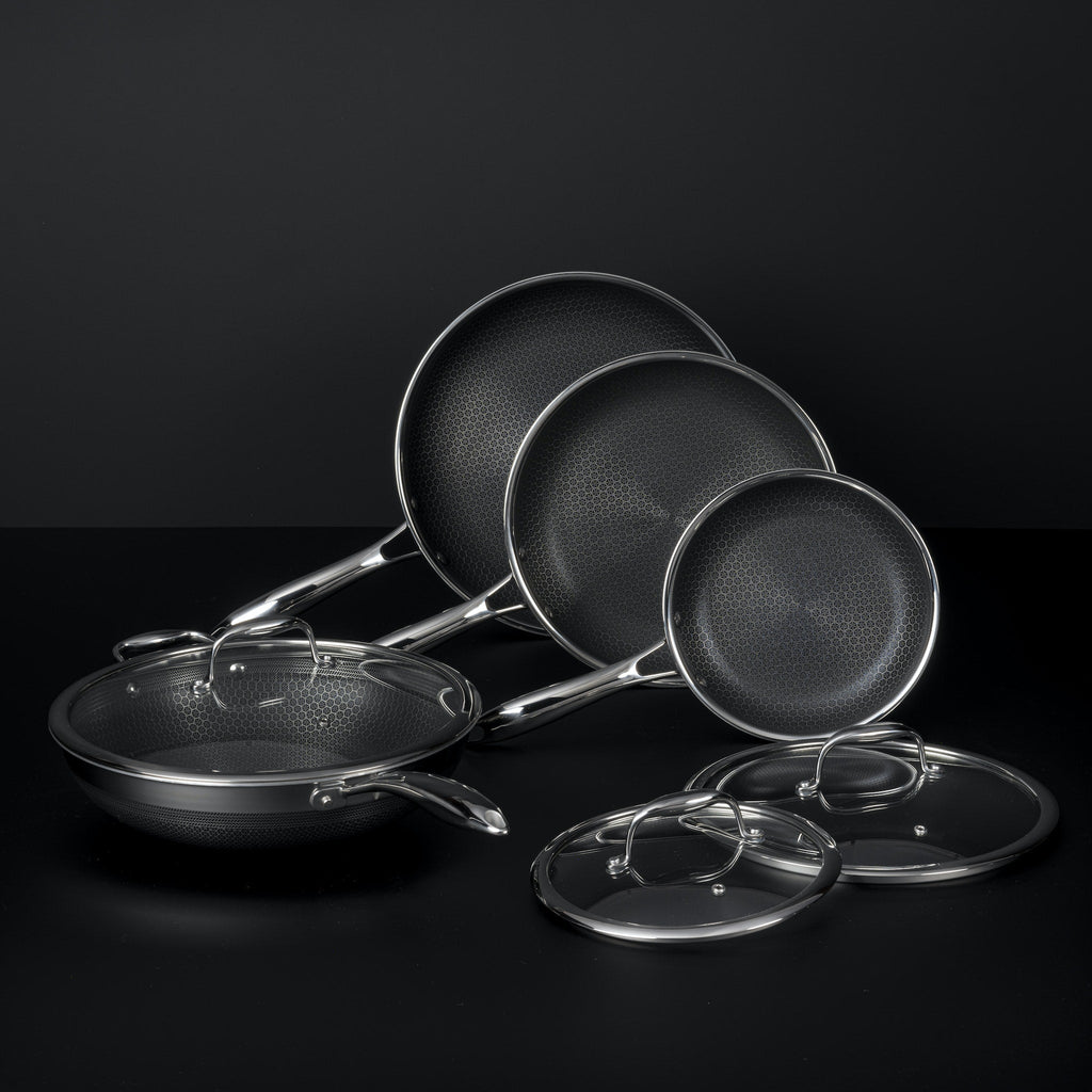 7pc HexClad Stainless Steel Cookware Set w/ Lids & Wok – HexClad Cookware AU