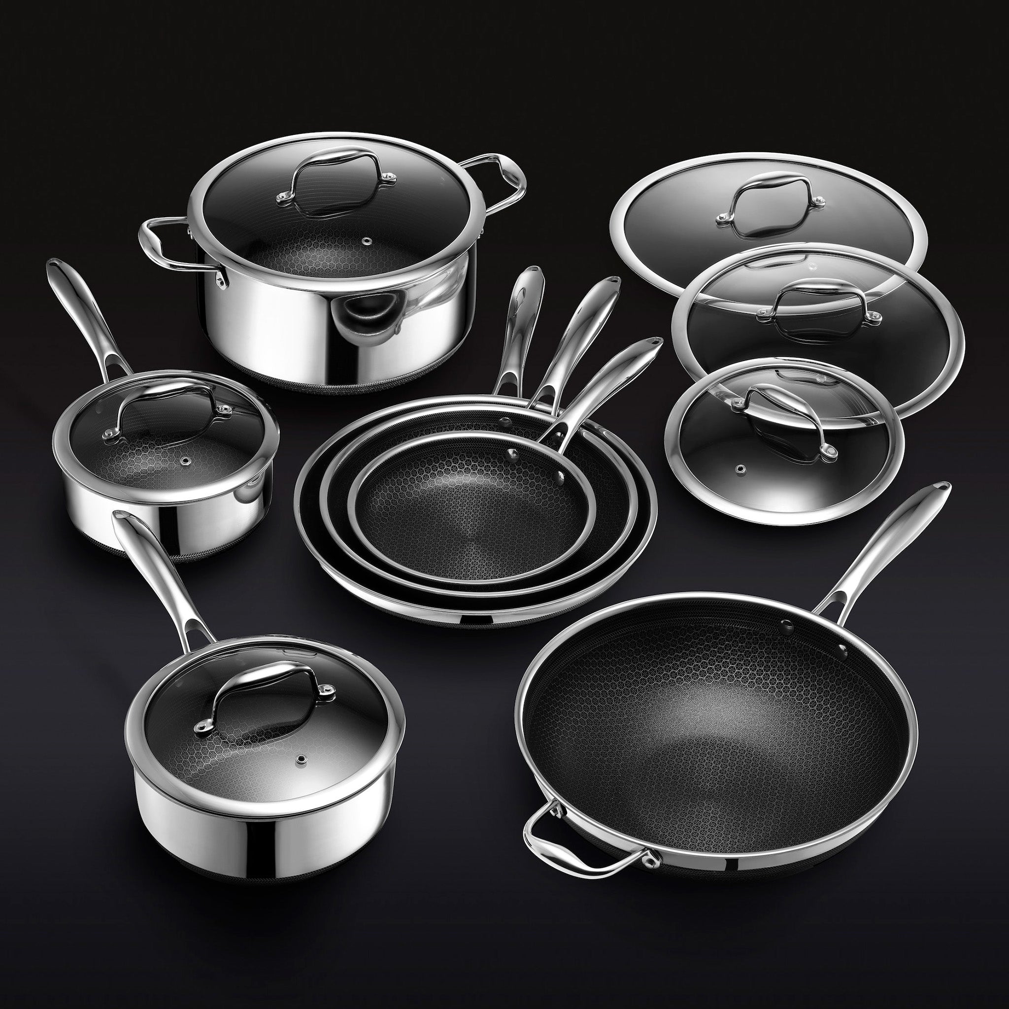 13 pc HexClad Hybrid Cookware Set w/ Lids HexClad Cookware AU