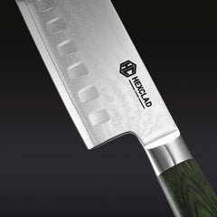 Damascus Steel 16 cm Nakiri Knife (Green)